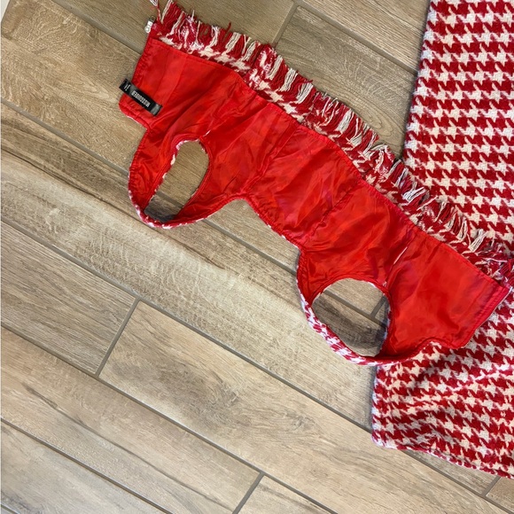 misguided red hounds tooth 2 piece flared pants matching top Petite 2 run small - Picture 8 of 9